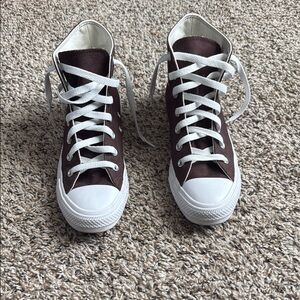 Converse Chocolate and White Chuck Taylor High-Top Sneakers barely worn